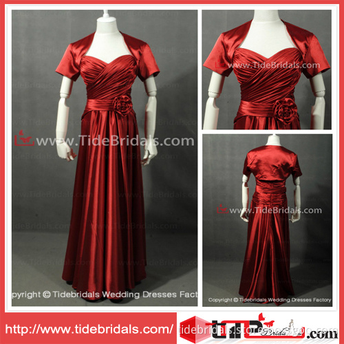 Red Jacket Pleat Soft Satin Mother of The Bride Dress (AS4230)